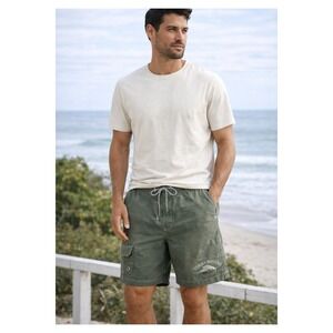 Tommy Bahama Swim Trunks Mens Size Large Olive Green Relax Cargo Mesh Liner Good